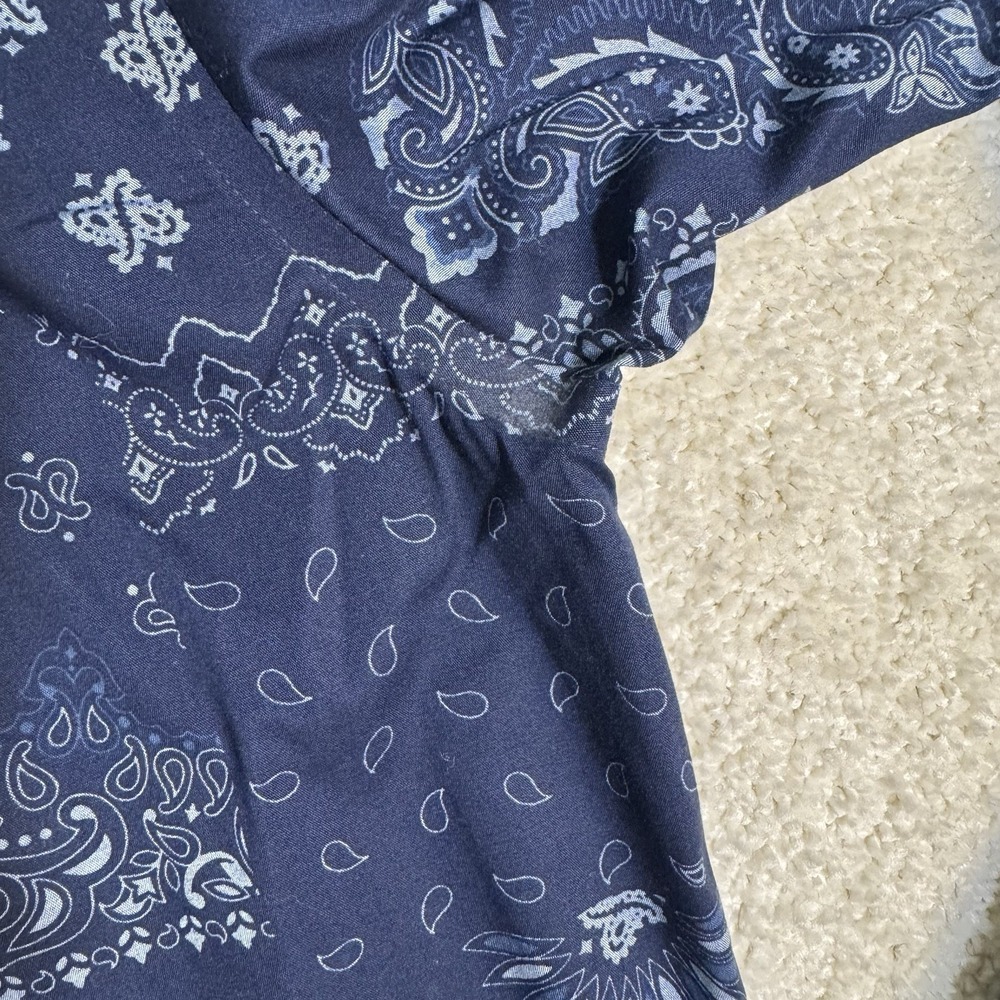 TOMMY HILFIGER Button-Up Shirt Mens Large Slim Fit Blue Cotton Stretch Paisley - Picture 8 of 8
